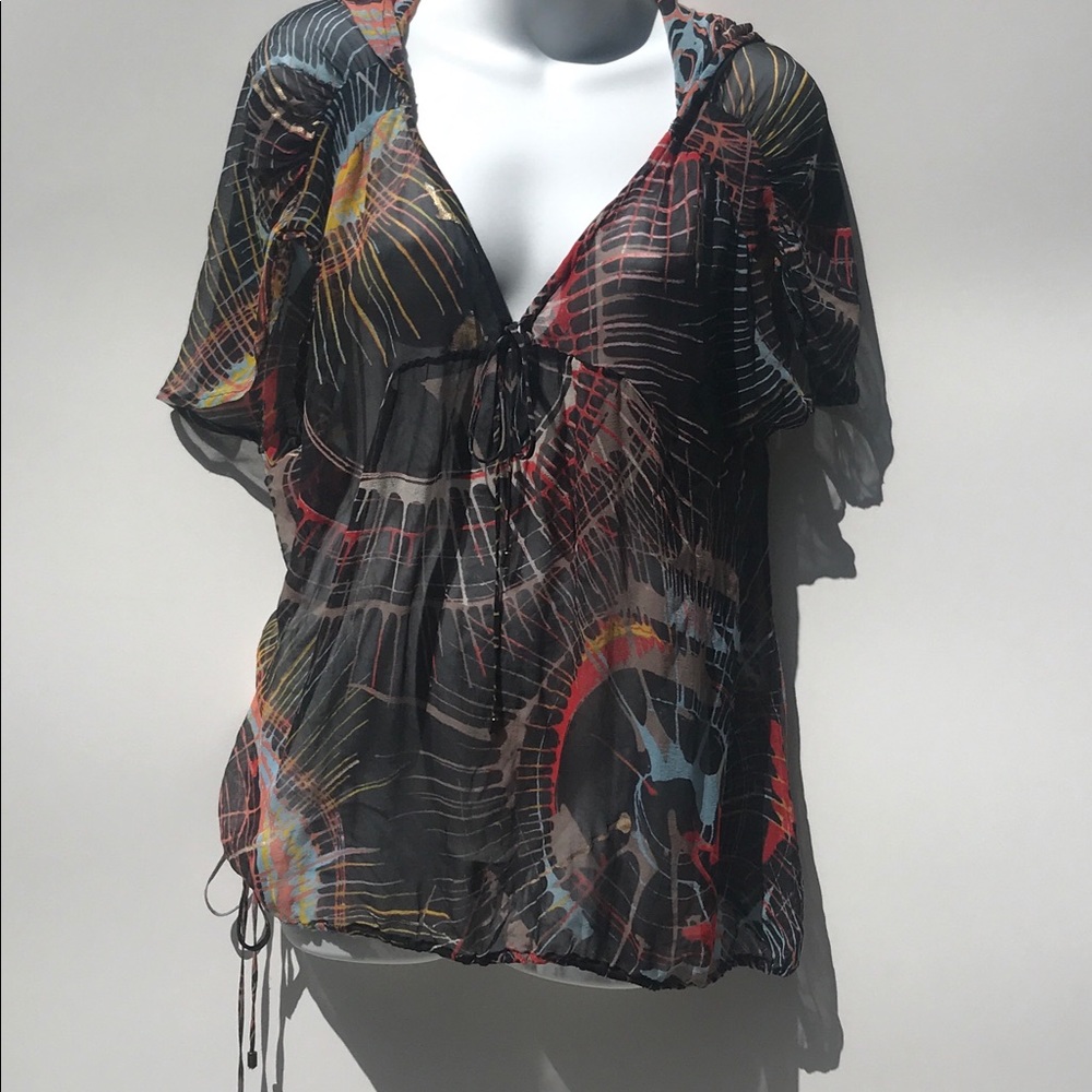LaRok multi color silk hooded top